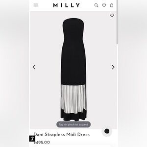 NWT BRAND NEW Milly Dani Strapless Midi Dress in Black MEDIUM